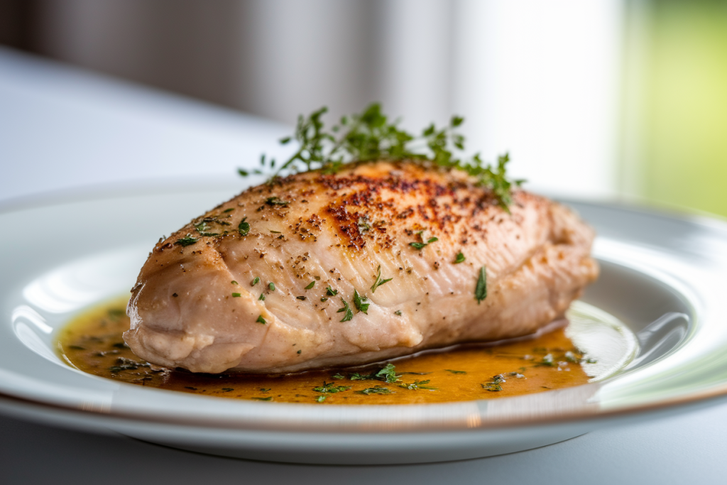 poitrine-poulet-assiette-blanche-herbes