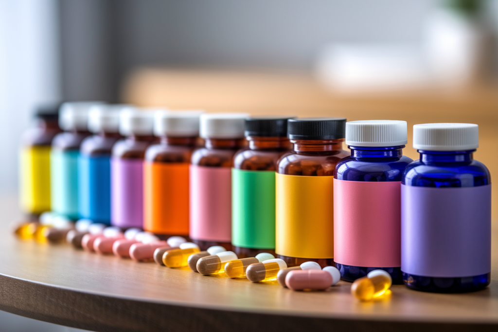 vitamines-supplements-capsules-table-bois