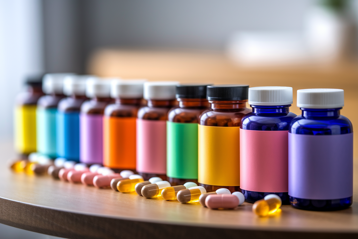 vitamines-supplements-capsules-table-bois