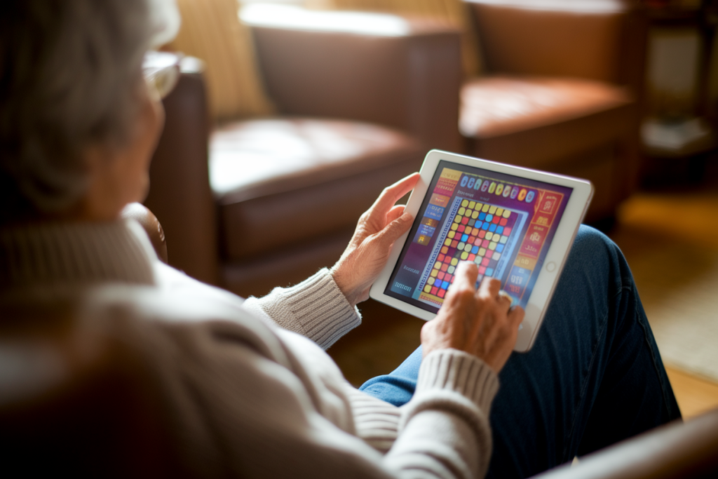 personne-agee-assise-tablette-salon