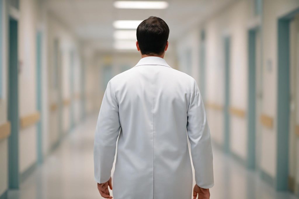 docteur-arriere-manteau-blanc-couloir-hopital