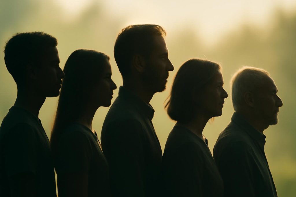 groupe-divers-profil-silhouettes-evolution