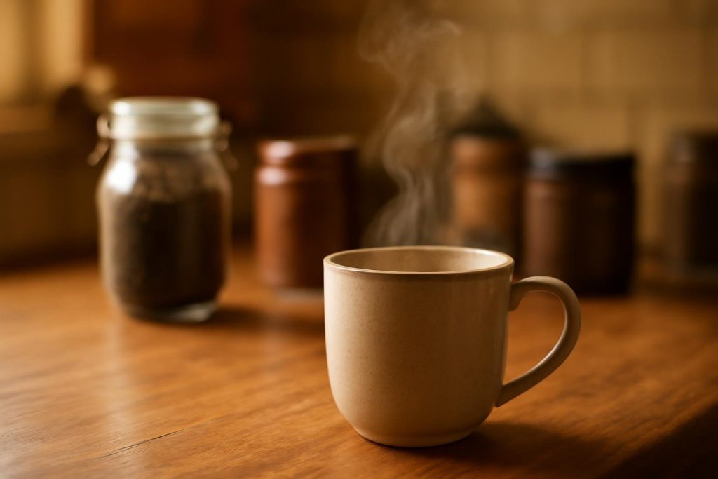 mug-fumant-table-bois-cuisine