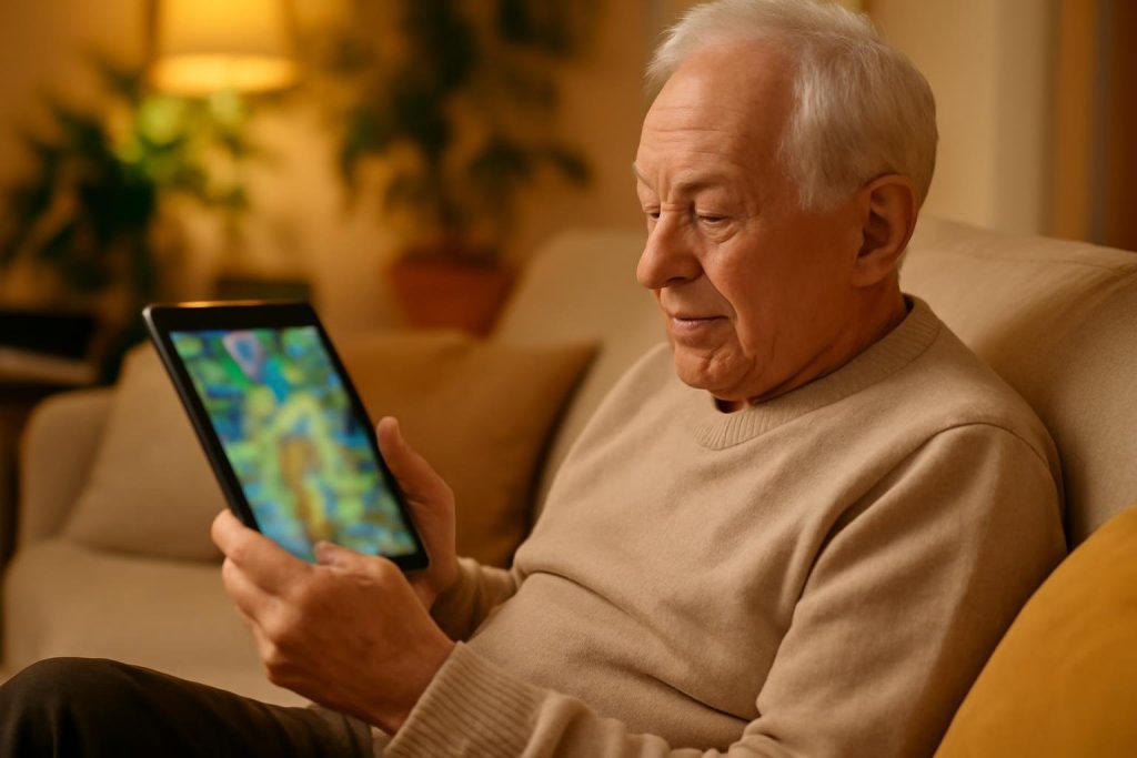 personne-agee-tablette-salon-chaleureux