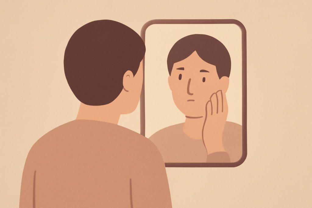 personne-reflet-miroir-eclairage-doux