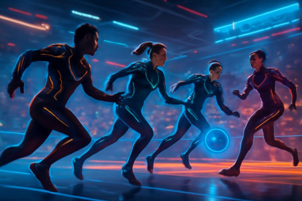 sport-futuriste-arene-moderne-joueurs-mouvement