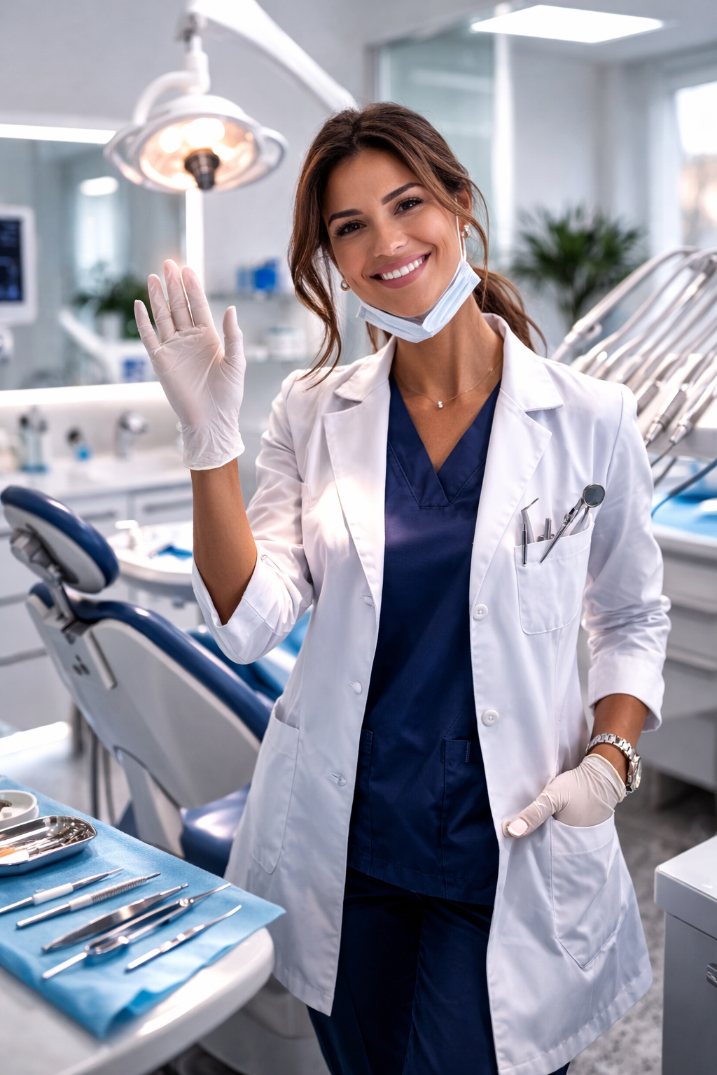 chirurgienne dentiste souriant après la fin de l'opération
