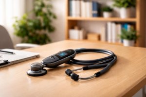 stethoscope-electronique-table-cabinet-medical