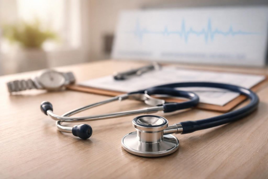 stethoscope-table-bois-montre-graphique