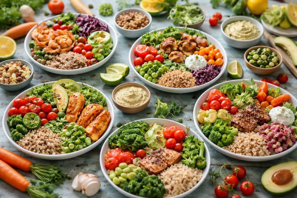 table-dessus-plats-sains-colores